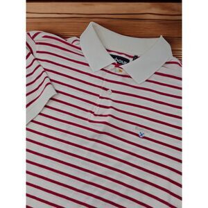 Barbour Polo Shirt Men's Large White Red Striped Designer Preppy Short‎ Sleeve